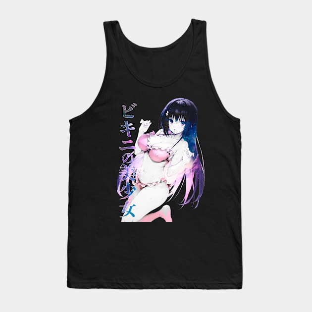 Bikini no Bishoujo Aesthetic Manga Girl Pastel Galaxy Tank Top by MikaseSan